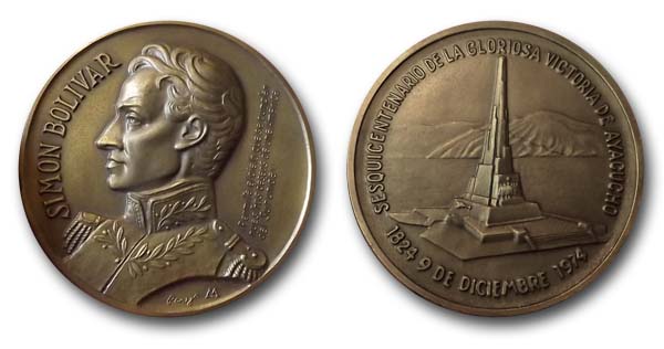 Medalla conmemorativa del 150 aniversario de la Batalla de Ayacucho