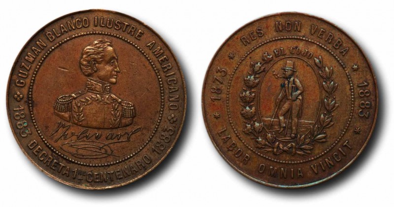 Medalla Conmemorativa del Primer Centenario del Nacimiento de Bolivar y 10 Años de la empresa el Cojo